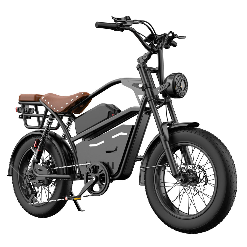 Laifook Bicicleta Elétrica Retrô com Banco Traseiro e Pneus Largos U9